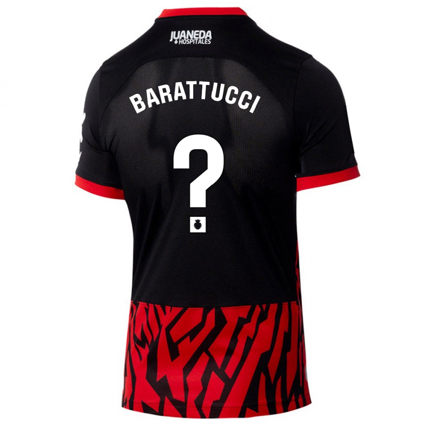 Kids Football Nicolás Barattucci #0 Black Red Home Jersey 2024/25 T-Shirt