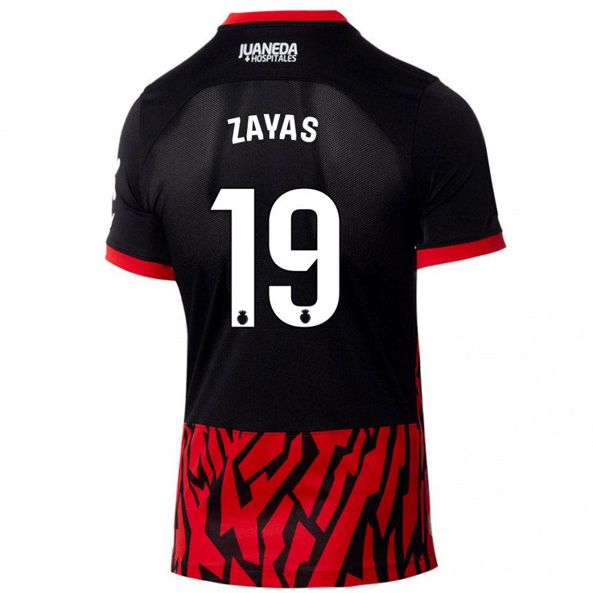 Kids Football Yosmel Zayas #19 Black Red Home Jersey 2024/25 T-Shirt