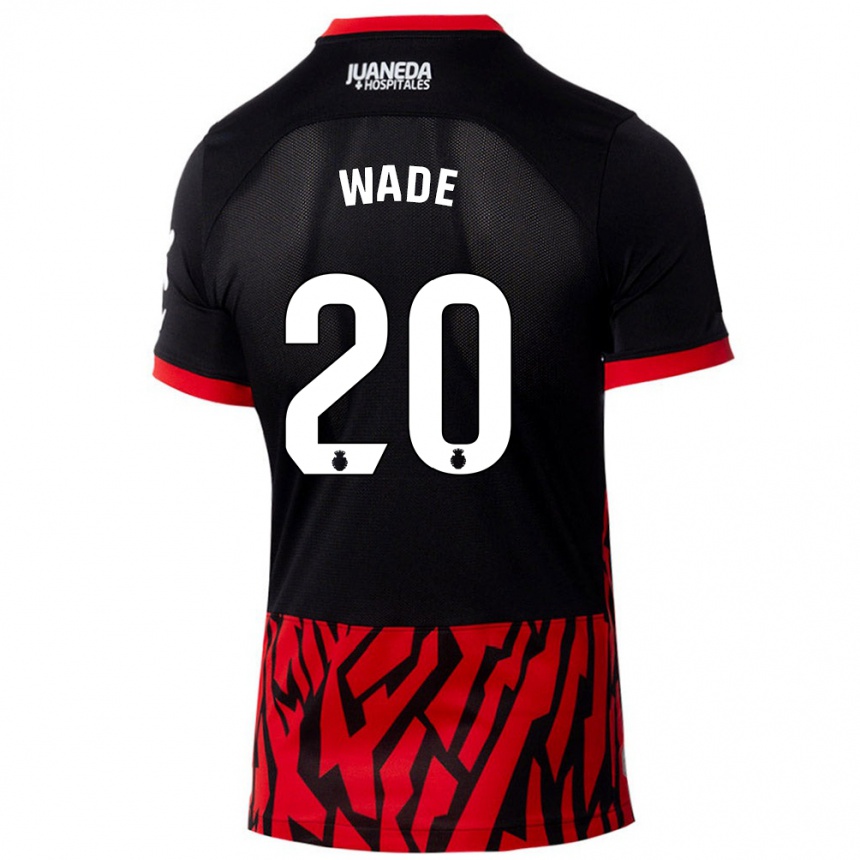 Kids Football Sebas Wade #20 Black Red Home Jersey 2024/25 T-Shirt