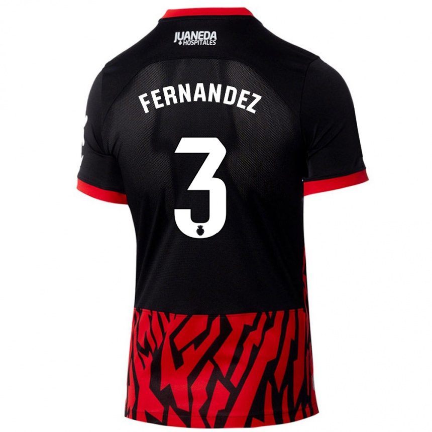 Kids Football Marcos Fernández #3 Black Red Home Jersey 2024/25 T-Shirt