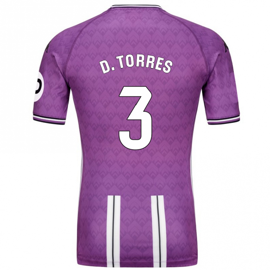 Kids Football David Torres #3 Purple White Home Jersey 2024/25 T-Shirt