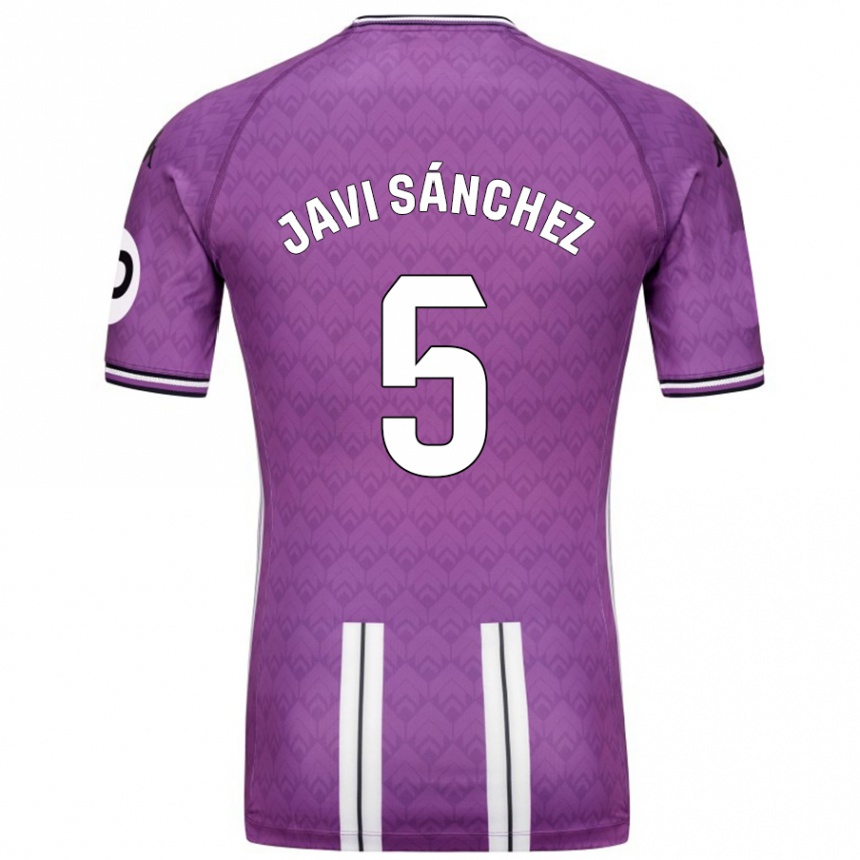 Kids Football Javi Sánchez #5 Purple White Home Jersey 2024/25 T-Shirt