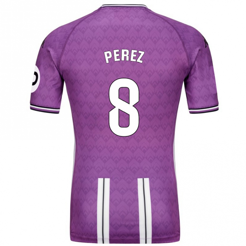 Kids Football Kike Pérez #8 Purple White Home Jersey 2024/25 T-Shirt