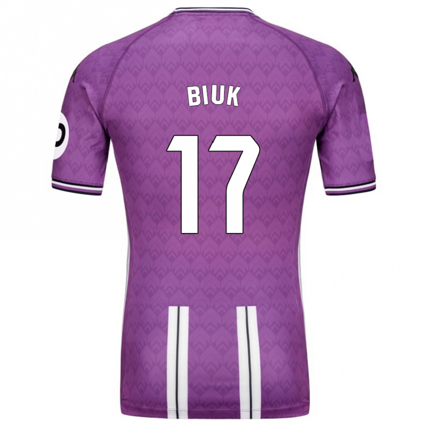 Kids Football Stipe Biuk #17 Purple White Home Jersey 2024/25 T-Shirt