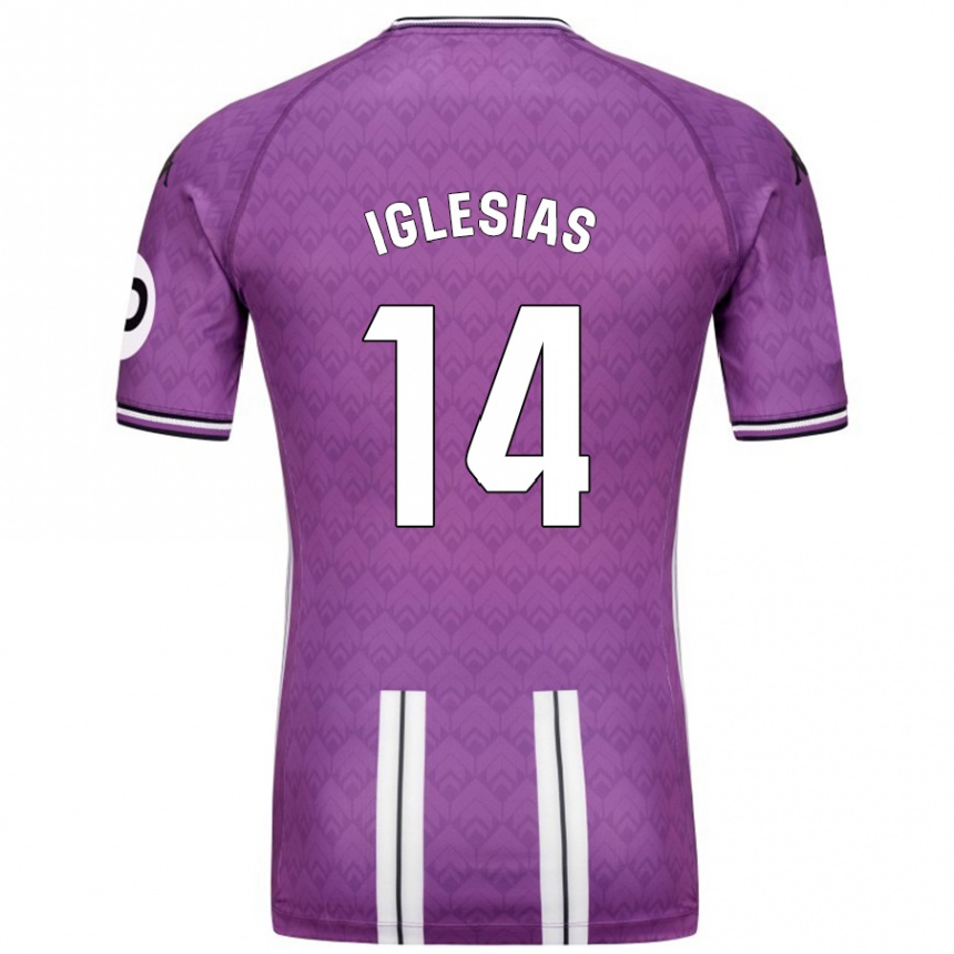 Kids Football Koke Iglesias #14 Purple White Home Jersey 2024/25 T-Shirt