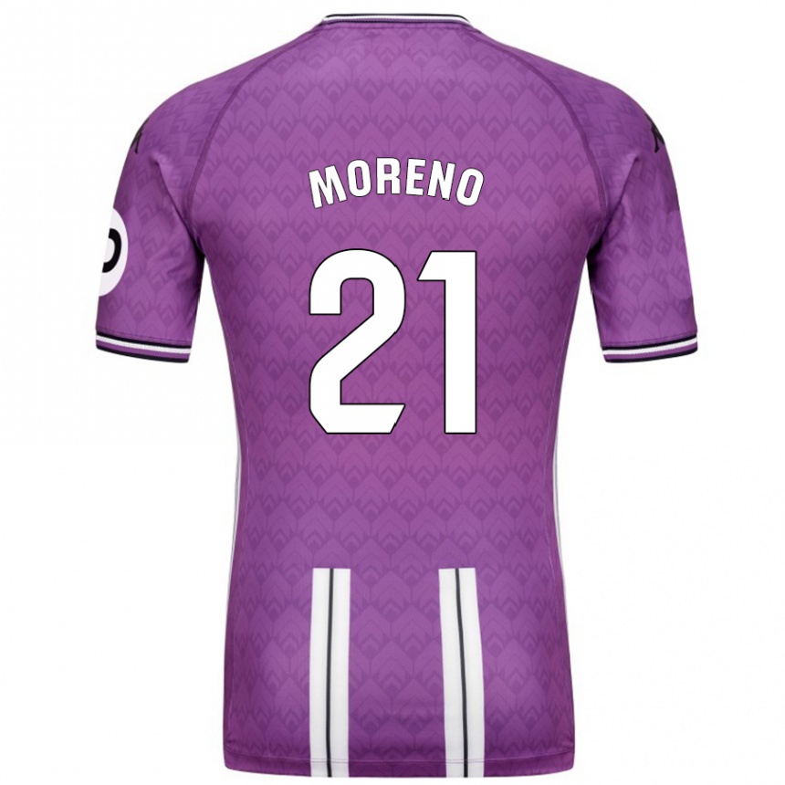 Kids Football Xavi Moreno #21 Purple White Home Jersey 2024/25 T-Shirt