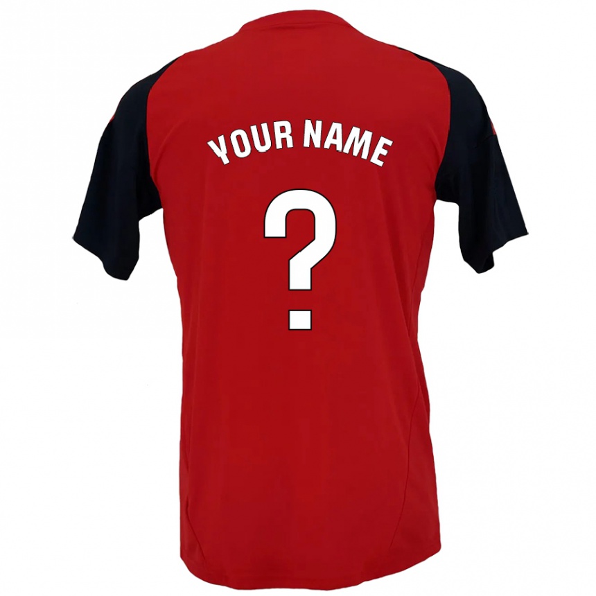 Kids Football Your Name #0 Red Black Home Jersey 2024/25 T-Shirt