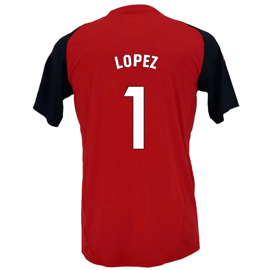 Kids Football Luis López #1 Red Black Home Jersey 2024/25 T-Shirt