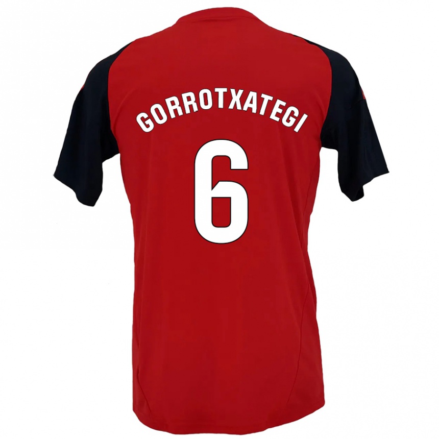 Kids Football Jon Gorrotxategi #6 Red Black Home Jersey 2024/25 T-Shirt