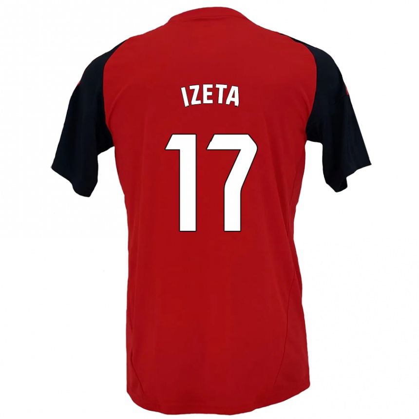 Kids Football Urko Izeta #17 Red Black Home Jersey 2024/25 T-Shirt