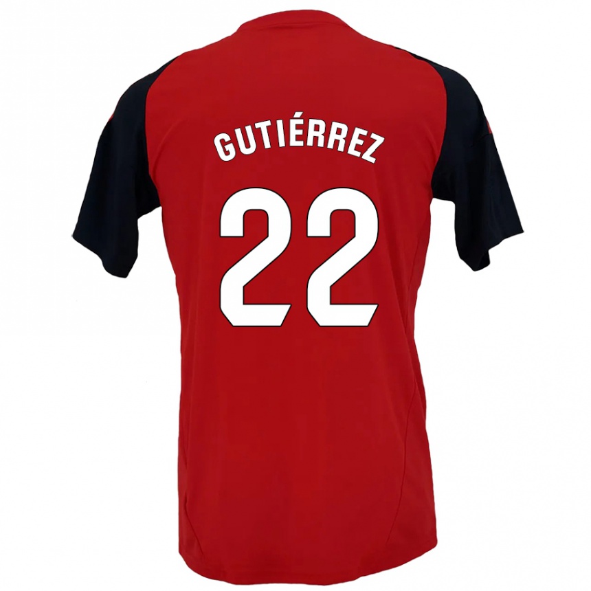 Kids Football Juan Gutiérrez #22 Red Black Home Jersey 2024/25 T-Shirt