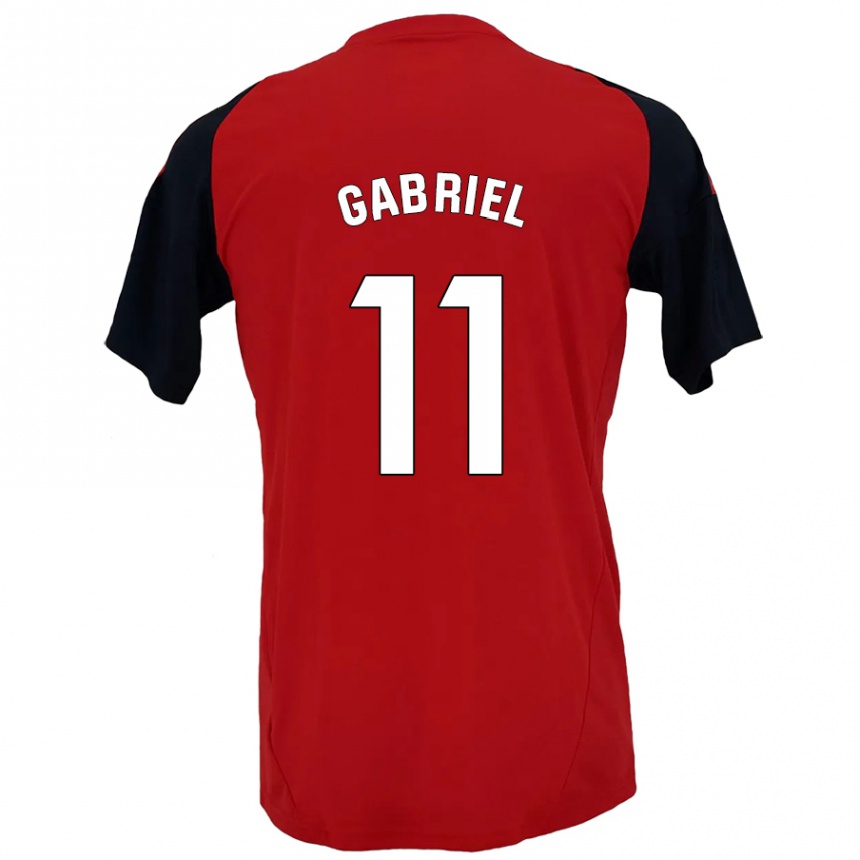 Kids Football Sergio Gabriel #11 Red Black Home Jersey 2024/25 T-Shirt