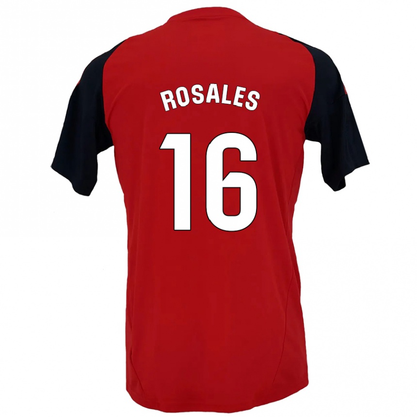 Kids Football Diego Rosales #16 Red Black Home Jersey 2024/25 T-Shirt