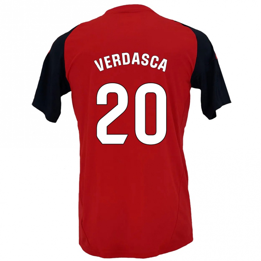 Kids Football Diogo Verdasca #20 Red Black Home Jersey 2024/25 T-Shirt