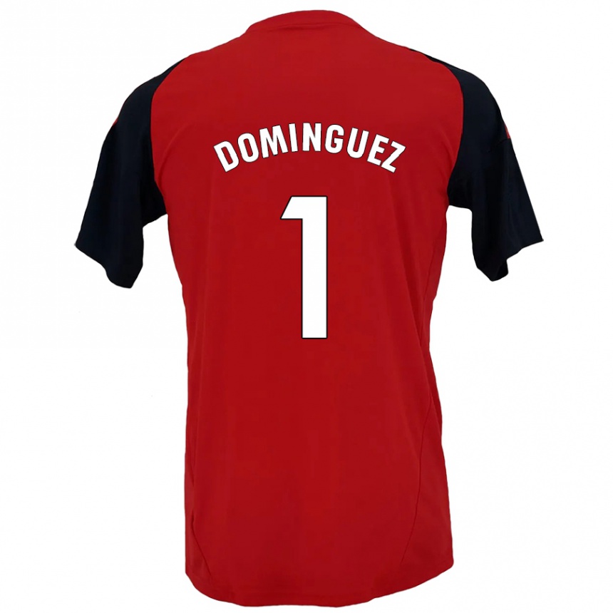 Kids Football Iago Domínguez #1 Red Black Home Jersey 2024/25 T-Shirt