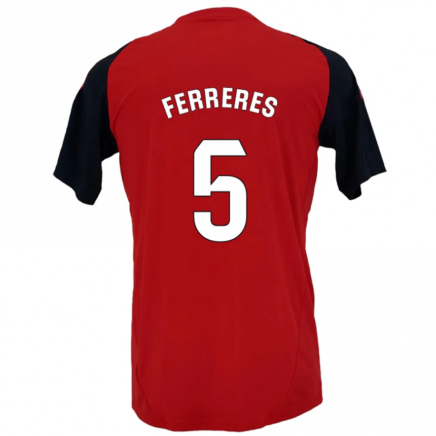 Kids Football Manolo Ferreres #5 Red Black Home Jersey 2024/25 T-Shirt