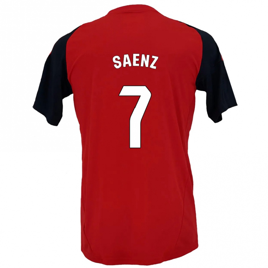 Kids Football Raúl Sáenz #7 Red Black Home Jersey 2024/25 T-Shirt