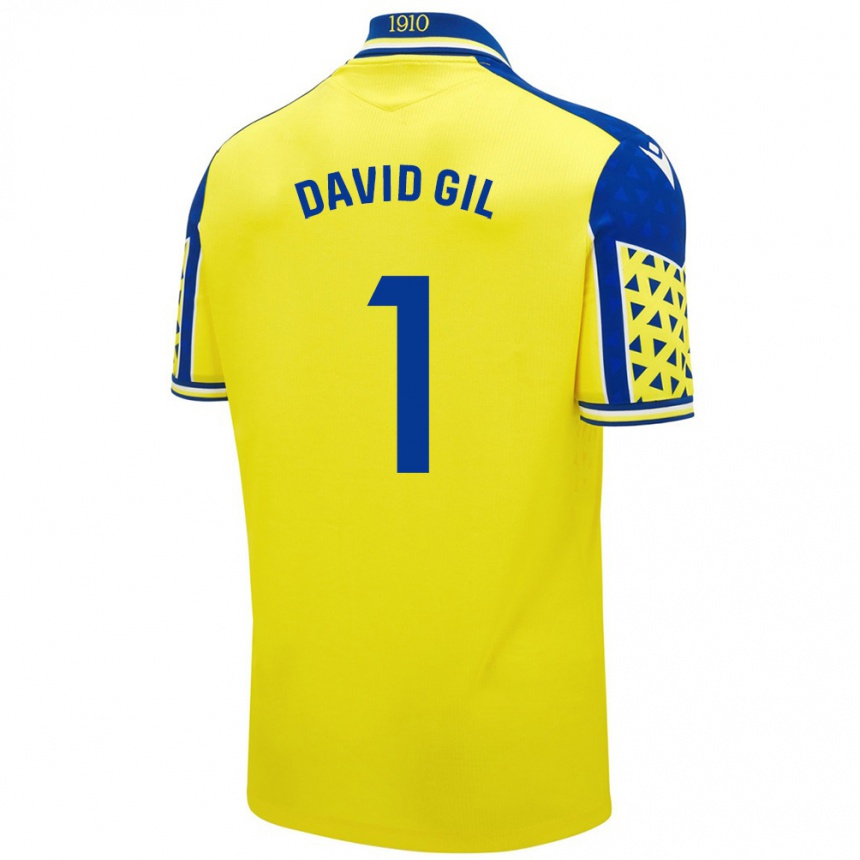 Kids Football David Gil #1 Yellow Blue Home Jersey 2024/25 T-Shirt