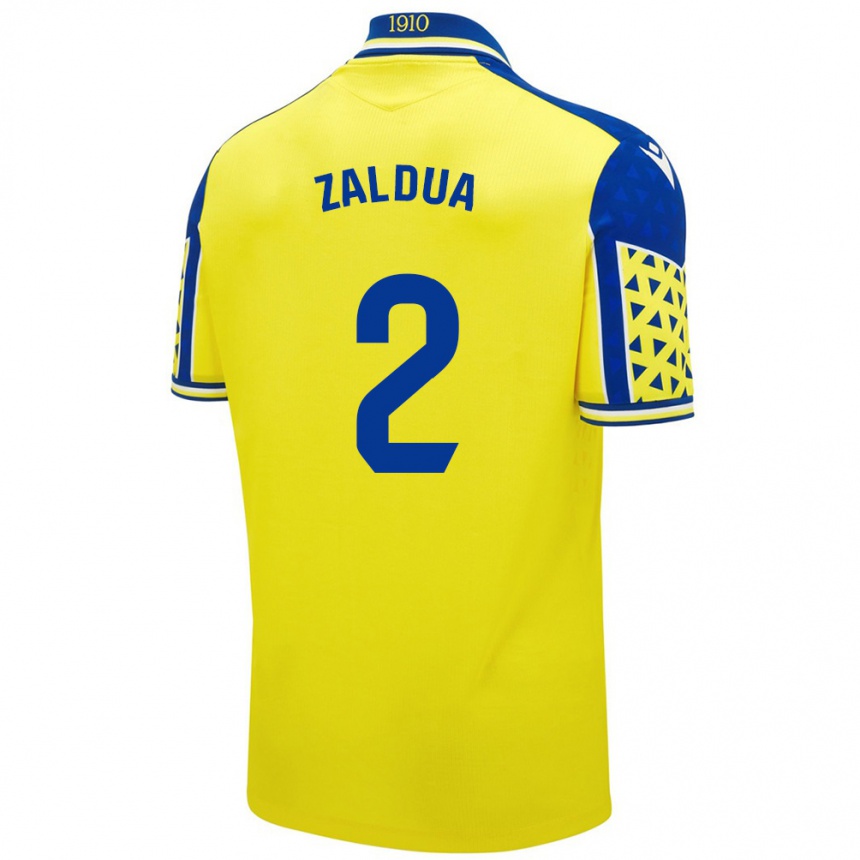 Kids Football Joseba Zaldua #2 Yellow Blue Home Jersey 2024/25 T-Shirt