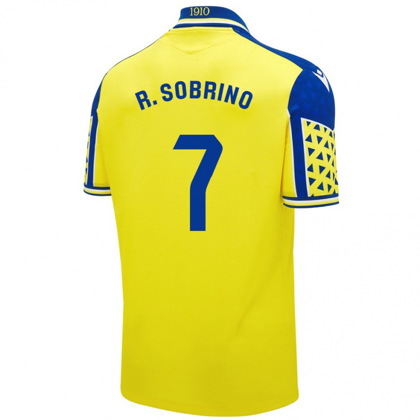 Kids Football Rubén Sobrino #7 Yellow Blue Home Jersey 2024/25 T-Shirt