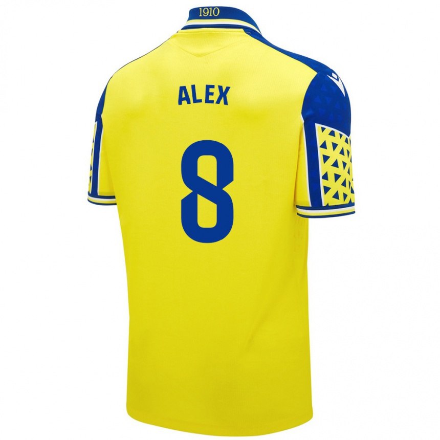 Kids Football Álex Fernández #8 Yellow Blue Home Jersey 2024/25 T-Shirt