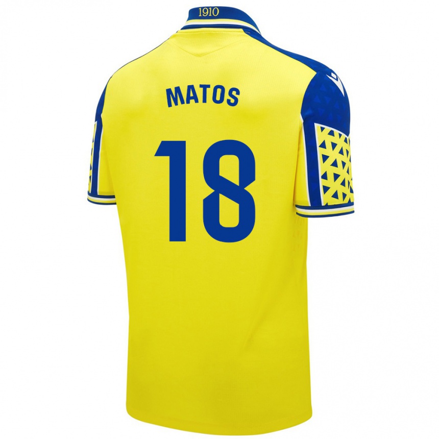 Kids Football José Matos #18 Yellow Blue Home Jersey 2024/25 T-Shirt