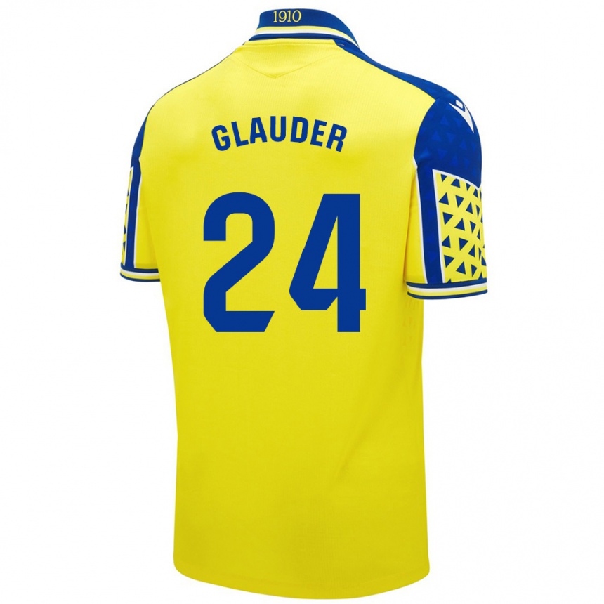 Kids Football Cristian Glauder #24 Yellow Blue Home Jersey 2024/25 T-Shirt