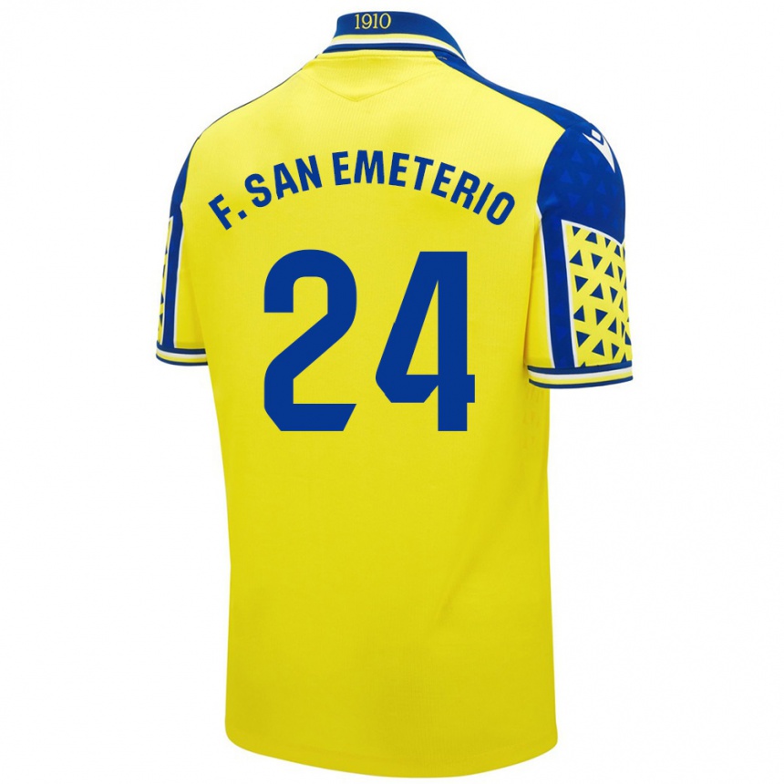 Kids Football Fede San Emeterio #24 Yellow Blue Home Jersey 2024/25 T-Shirt