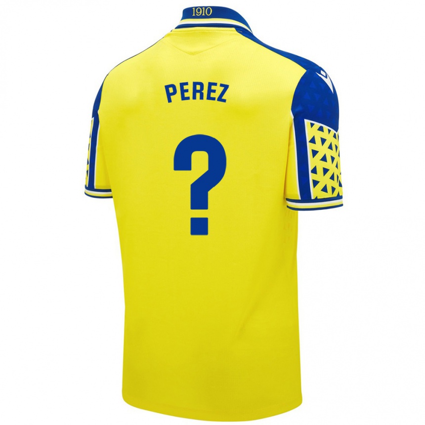 Kids Football Ángel Pérez #0 Yellow Blue Home Jersey 2024/25 T-Shirt