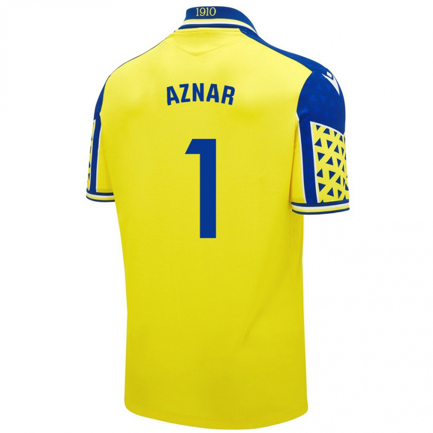 Kids Football Victor Aznar #1 Yellow Blue Home Jersey 2024/25 T-Shirt