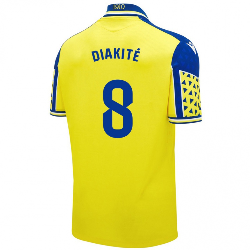 Kids Football Moussa Diakité #8 Yellow Blue Home Jersey 2024/25 T-Shirt