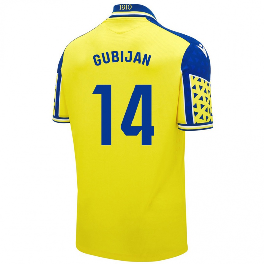 Kids Football Lovro Gubijan #14 Yellow Blue Home Jersey 2024/25 T-Shirt