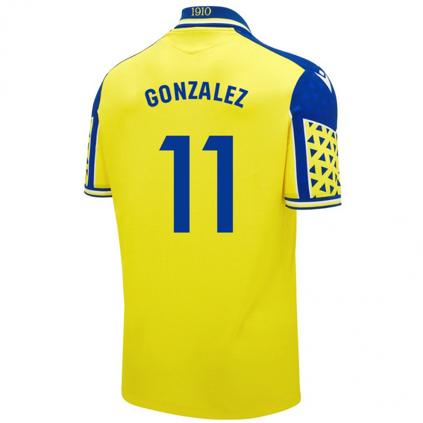 Kids Football Chus González #11 Yellow Blue Home Jersey 2024/25 T-Shirt