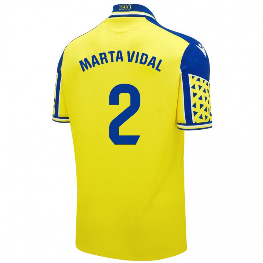 Kids Football Marta Vidal Vela #2 Yellow Blue Home Jersey 2024/25 T-Shirt