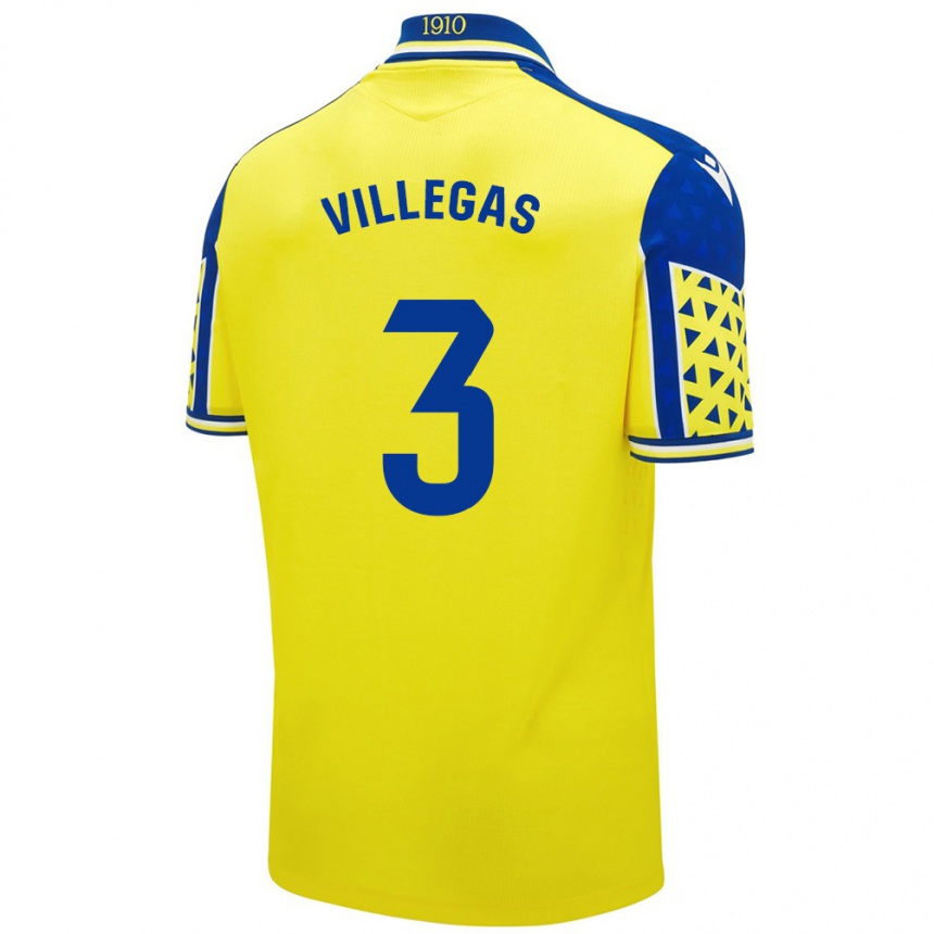 Kids Football Virginia Villegas Rico #3 Yellow Blue Home Jersey 2024/25 T-Shirt