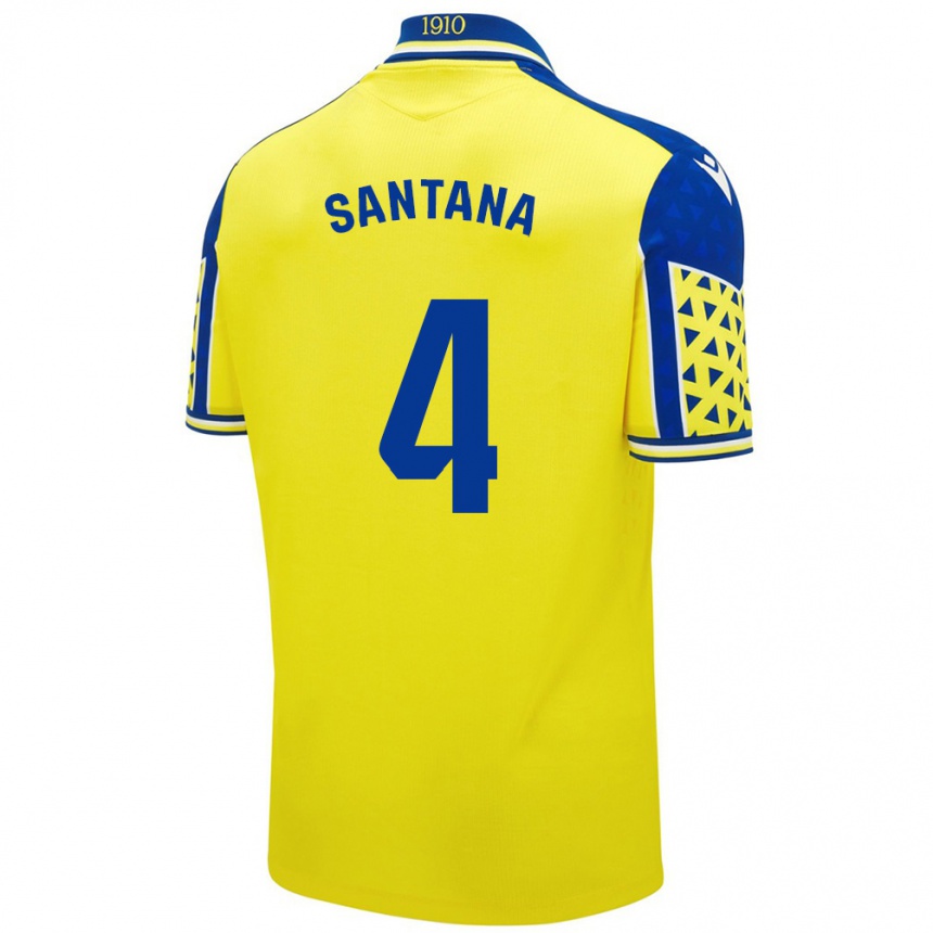 Kids Football María Del Carmen Santana Vázquez #4 Yellow Blue Home Jersey 2024/25 T-Shirt