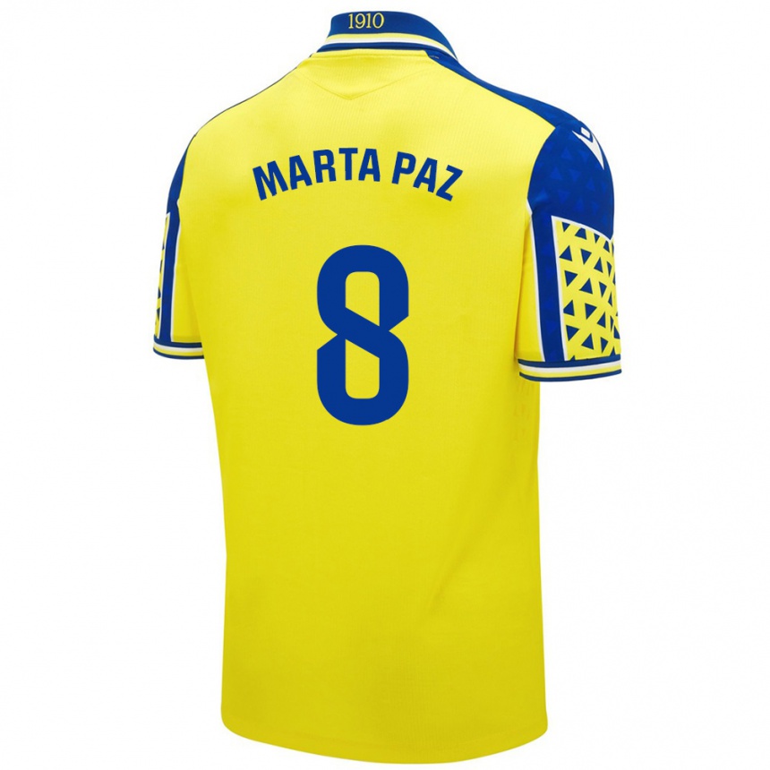 Kids Football Marta Milagros Paz Cruz #8 Yellow Blue Home Jersey 2024/25 T-Shirt