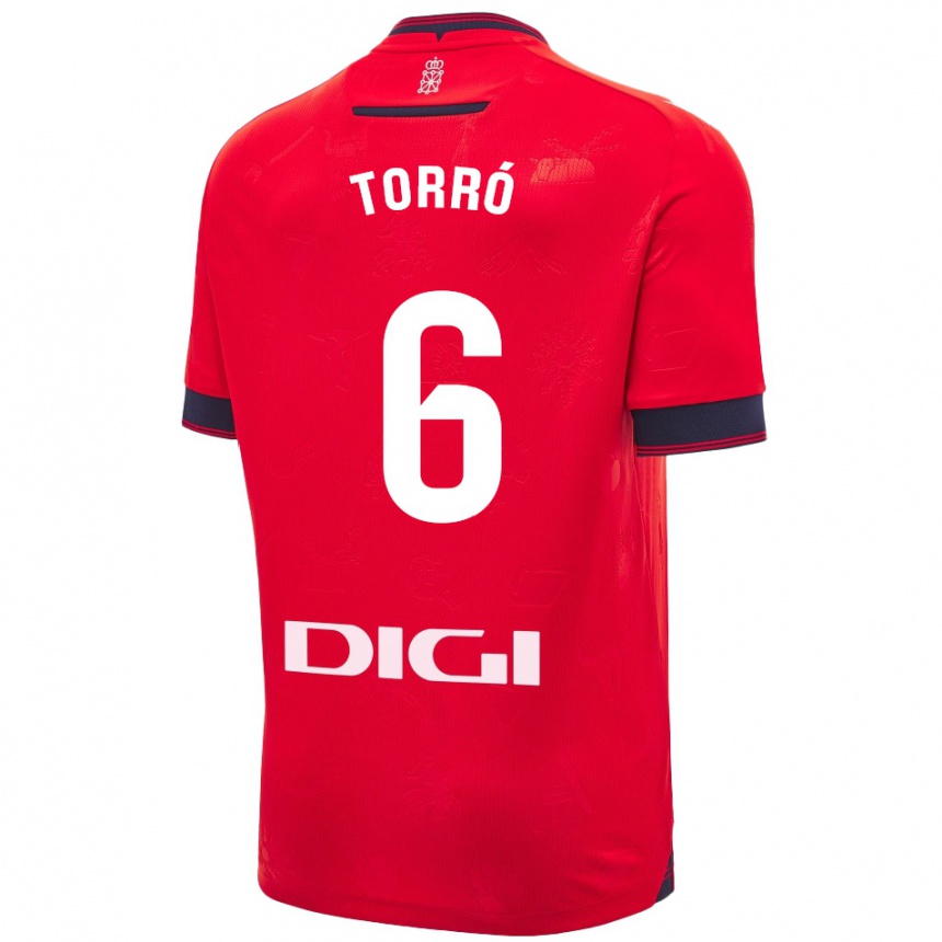 Kids Football Lucas Torró #6 Red White Home Jersey 2024/25 T-Shirt