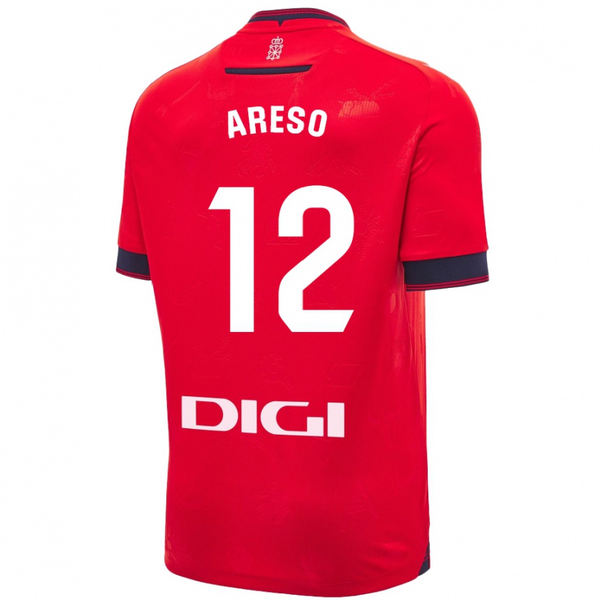 Kids Football Jesús Areso #12 Red White Home Jersey 2024/25 T-Shirt