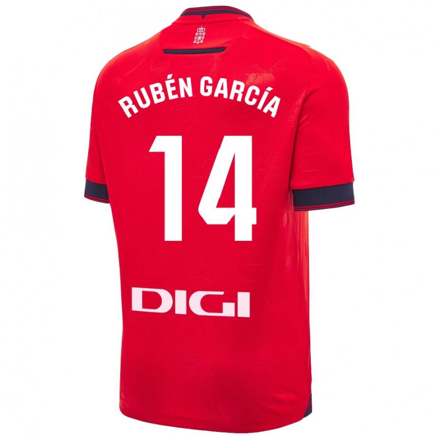 Kids Football Rubén García #14 Red White Home Jersey 2024/25 T-Shirt