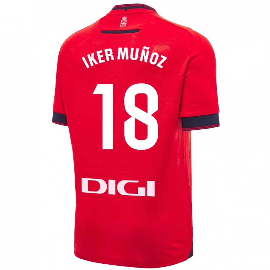 Kids Football Iker Muñoz #18 Red White Home Jersey 2024/25 T-Shirt