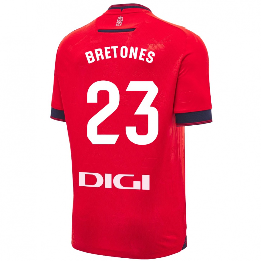 Kids Football Abel Bretones #23 Red White Home Jersey 2024/25 T-Shirt