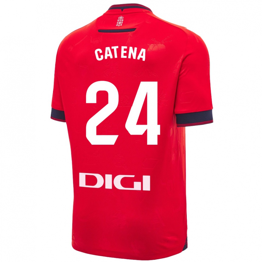 Kids Football Alejandro Catena #24 Red White Home Jersey 2024/25 T-Shirt