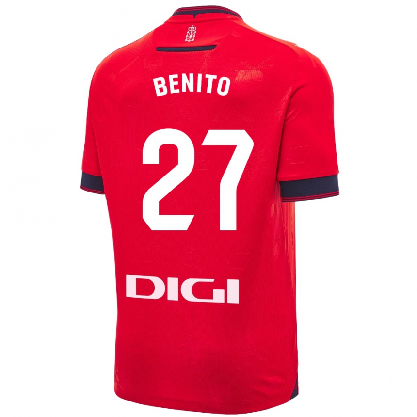 Kids Football Iker Benito #27 Red White Home Jersey 2024/25 T-Shirt