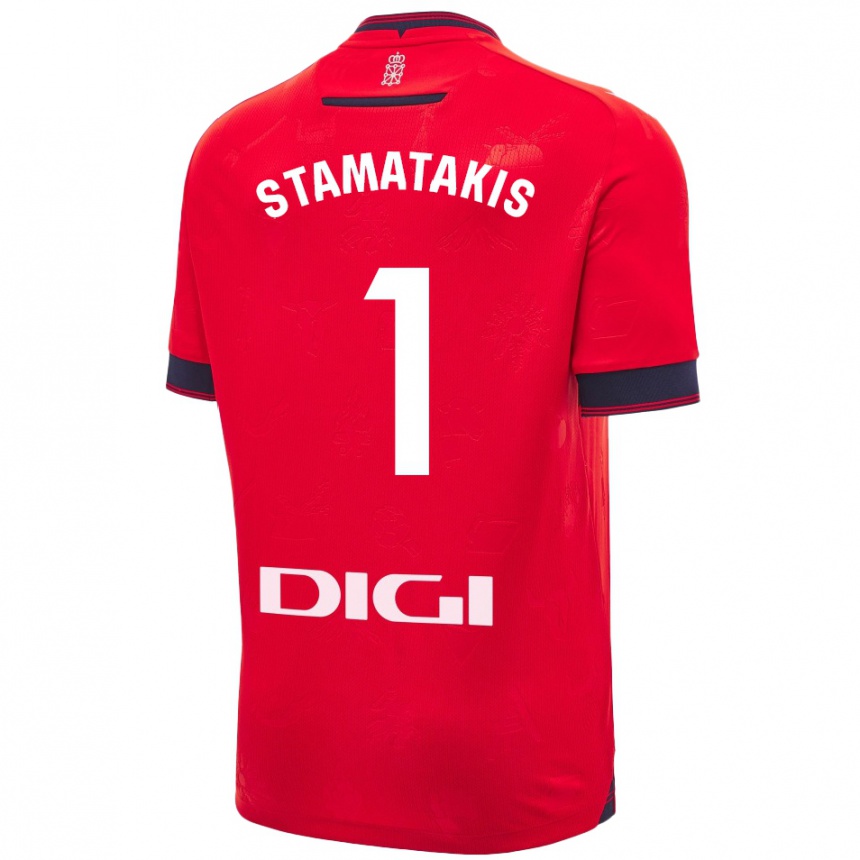 Kids Football Dimitrios Stamatakis #1 Red White Home Jersey 2024/25 T-Shirt