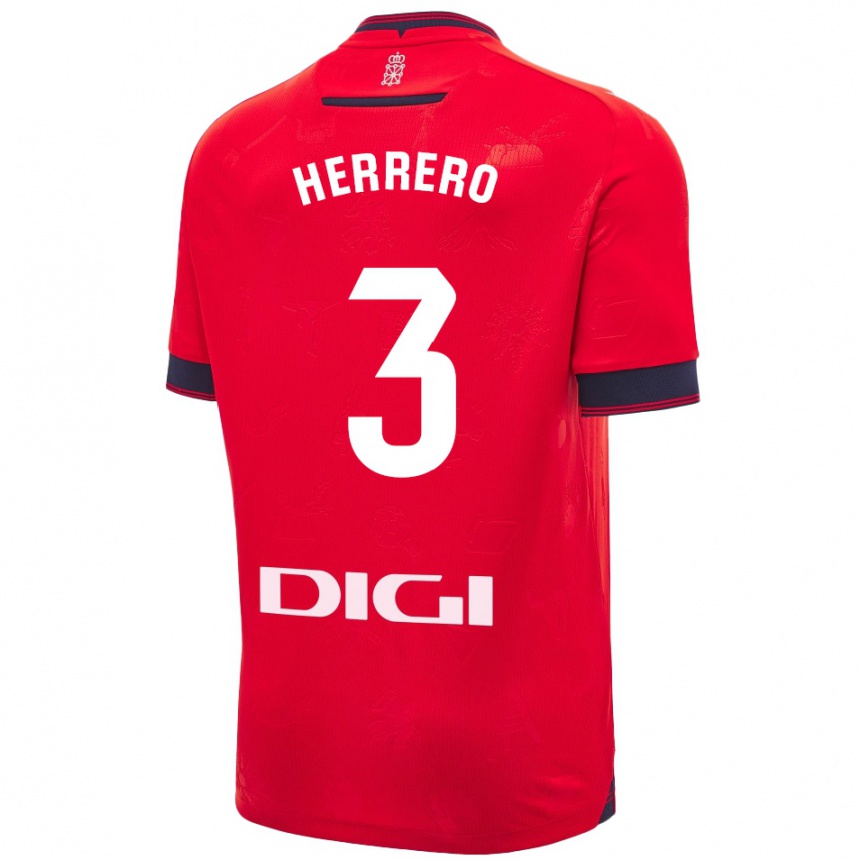 Kids Football Toni Herrero #3 Red White Home Jersey 2024/25 T-Shirt