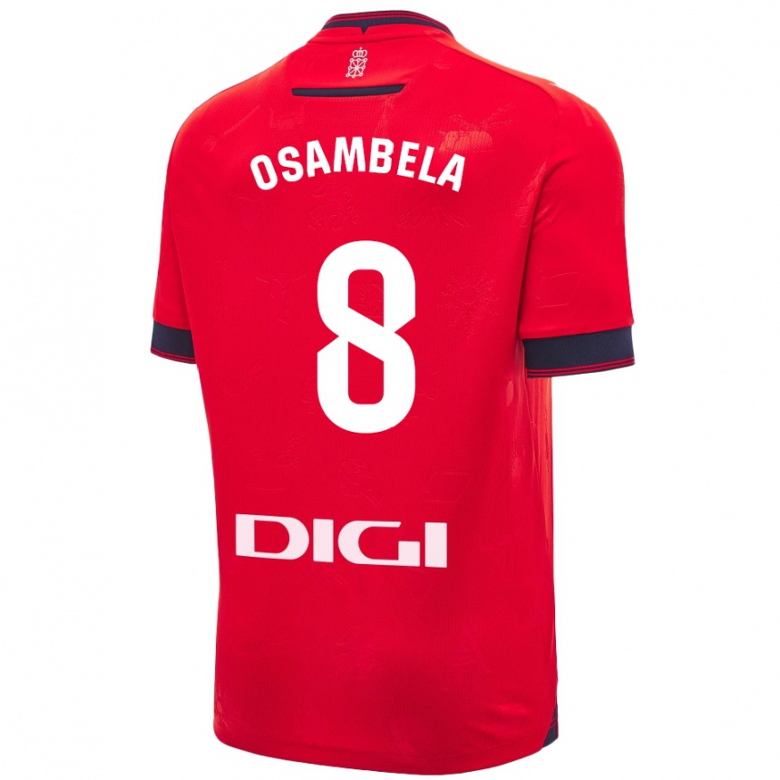 Kids Football Asier Osambela #8 Red White Home Jersey 2024/25 T-Shirt