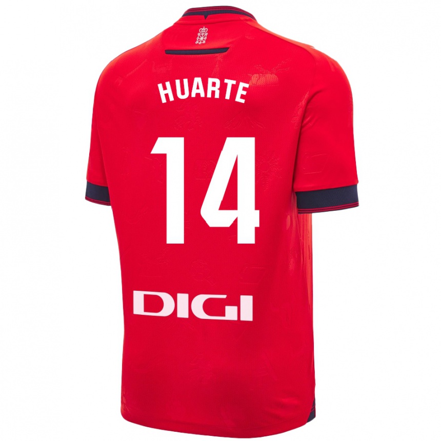 Kids Football Xabi Huarte #14 Red White Home Jersey 2024/25 T-Shirt