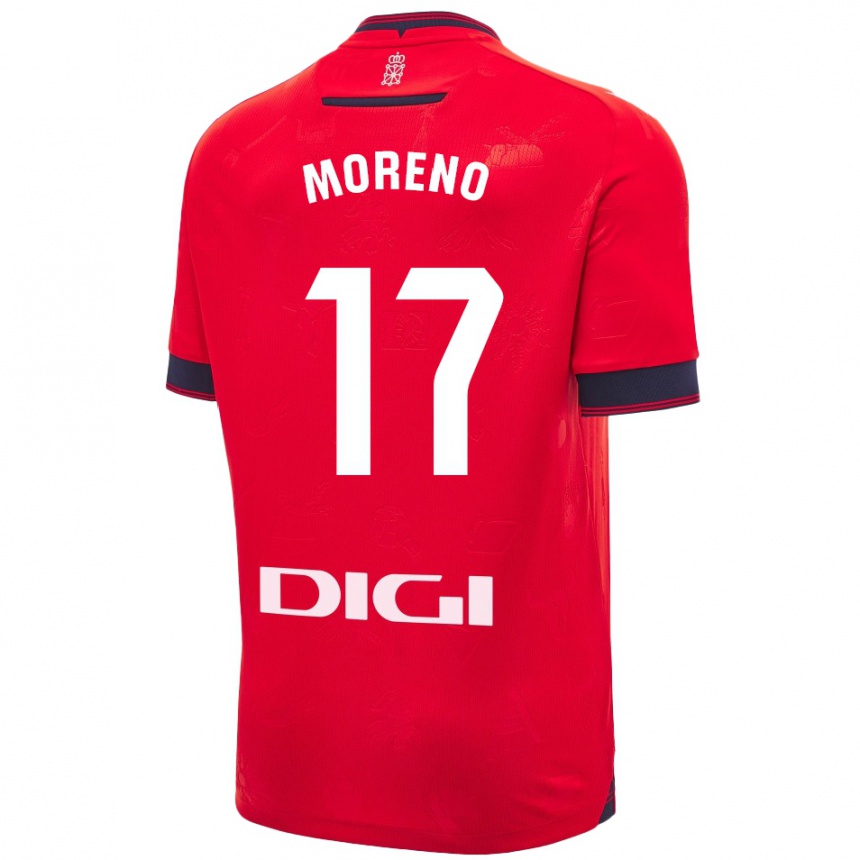 Kids Football Pablo Moreno #17 Red White Home Jersey 2024/25 T-Shirt