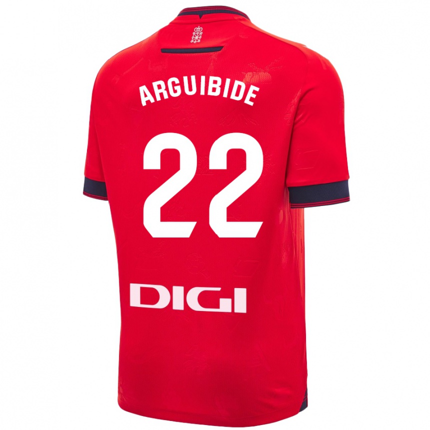 Kids Football Iñigo Arguibide #22 Red White Home Jersey 2024/25 T-Shirt